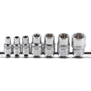 Dugókulcskészlet, E-profil | 6,3 mm (1/4")/10 mm (3/8") | E6 - E16 | 7 darabos