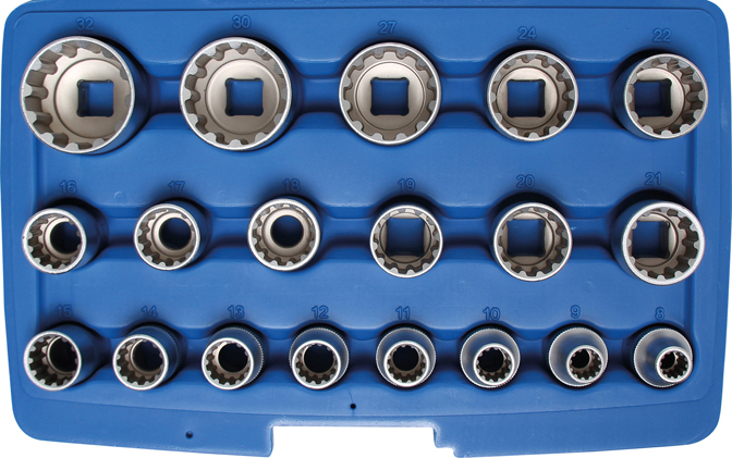 Dugókulcskészlet, Gear Lock | 12,5 mm (1/2") | 19 darabos