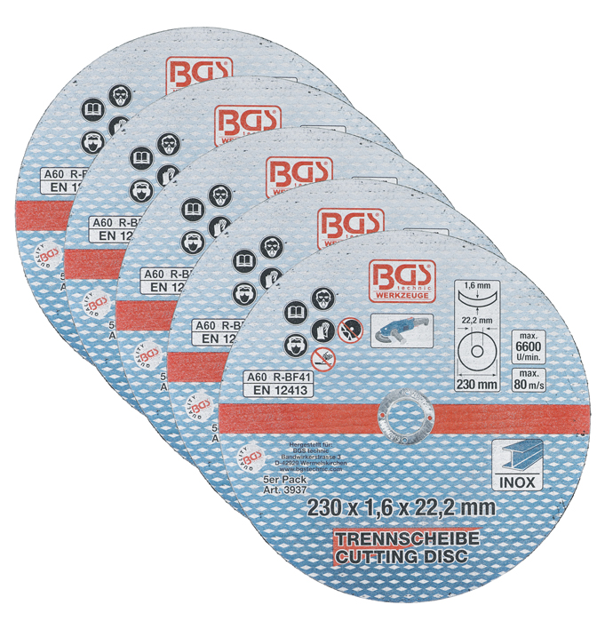 Vágókorongok rozsdamentes acélhoz | Ø 230 x 1,6 x 22,2 mm | 5 darabos