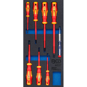 Műhelykocsi-betét 1/3: VDE szigetelt csavarhúzó készlet | 8 darabos