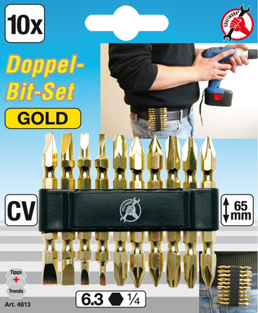 Dupla behajtófej készlet | "Gold" | külső hatszögletű kulcsnyílású hajtás 6,3 mm (1/4") | 10 darabos - Image 2