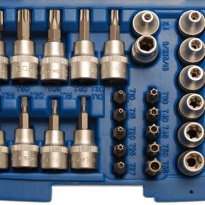 Behajtófej- és dugókulcskészlet | 10 mm (3/8") | T-profil (Torx) | 34 darabos