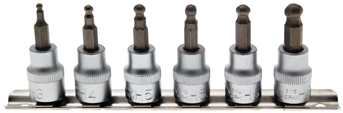 Behajtófej-készlet | 10 mm (3/8") | Belső hatszögletű gömbfejes 3 - 8 mm | 7 darabos - Image 2