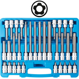 Behajtófej-készlet | 1/2" | TP-profil (Torx Plus) furattal TP20 - TP70 | 32 darabos