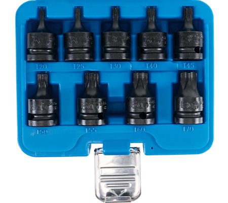 Levegős dugókulcskészlet | 12,5 mm (1/2") | T-profil (Torx) T20 - T70 | 9 darabos