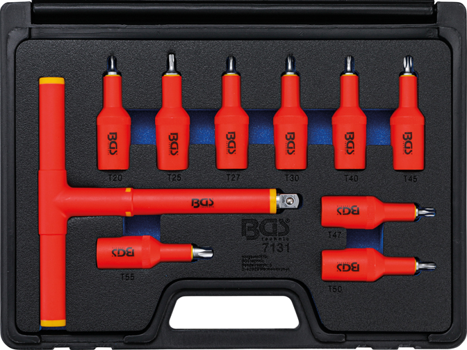 Szigetelt behajtófej készlet | 1/2" | T-profil (Torx) T20 - T55 | 10 darabos