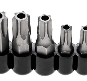 Behajtófej készlet | Külső hatszögletű 10 mm (1/4")/10 mm (3/8") | T-profil (Torx) furattal | 11 darabos