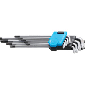 Derékszögű kulcs készlet | extra hosszú | T-profil (Torx) furattal T10 - T50 | 9 darabos