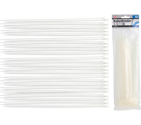 Kábelkötegelő-készlet | fehér | 4,8 x 250 mm | 50 darabos - Image 2