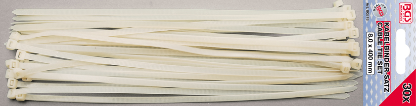 Kábelkötegelő-készlet | fehér | 8,0 x 400 mm | 30 darabos
