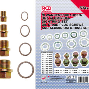Olajteknő csavar és aluminiumalátét készlet | 534 darabos