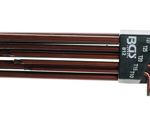 Derékszögű kulcs készlet | extra hosszú | T-profil (Torx) gömbfejes T10 - T50 | 9 darabos