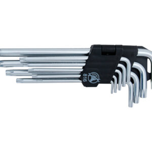 Derékszögű kulcs készlet | hosszú | T-profil (Torx) T10 - T50 | 9 darabos