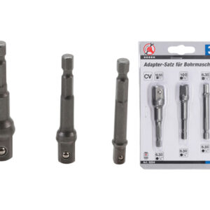 Adapterkészlet fúrógépekhez | külső hatszögletű kulcsnyílású hajtás 6,3 mm (1/4") | 6,3 mm (1/4") / 10 mm (3/8") / 12,5 mm (1/2") | 3 darabos