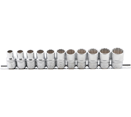Dugókulcskészlet, tizenkétszögletű | 12,5 mm (1/2") | 10 - 21 mm | 11 darabos