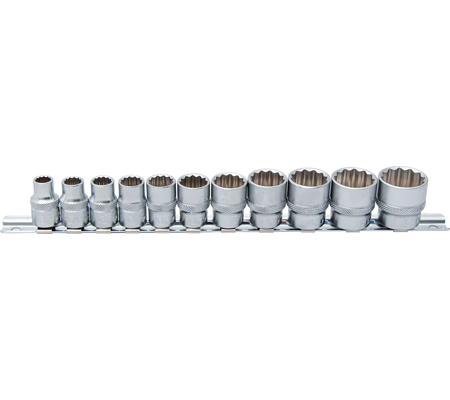 Dugókulcskészlet, tizenkétszögletű | 10 mm (3/8") | coll méretek | 11 darabos - Image 2