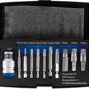 Csavarkiszedő készlet | hibás T-profilhoz (Torx) T10 - T55 | 11 darabos