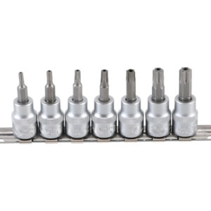 Behajtófej-készlet | 10 mm (3/8") | T-profil (Torx) T15 furattal - T50 | 7 darabos