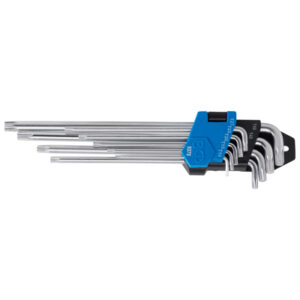 Derékszögű kulcs készlet | extra hosszú + extra rövid | T-profil (Torx) T10 - T50 | 9 darabos
