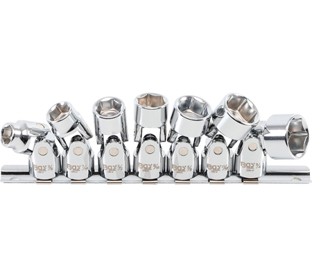 Csuklós dugókulcskészlet | 10 mm (3/8") | 3/8" - 3/4" | coll méretek | 7 darabos