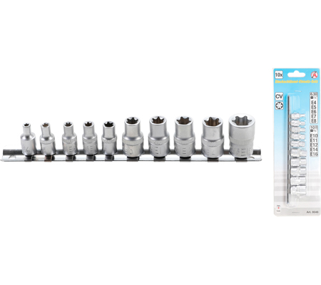 Dugókulcskészlet, E-profil | 6,3 mm (1/4") / 10 mm (3/8") | E4 - E16 | 10 darabos - Image 2
