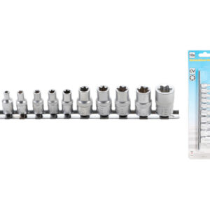 Dugókulcskészlet, E-profil | 6,3 mm (1/4") / 10 mm (3/8") | E4 - E16 | 10 darabos